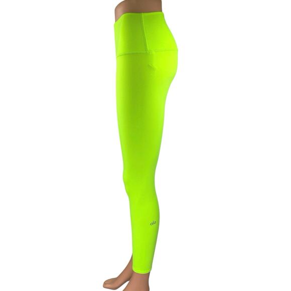 Alo Yoga Neon Green Skinny High Waist Fitness Workout Yoga Leggings Pants Size S - Picture 2 of 5